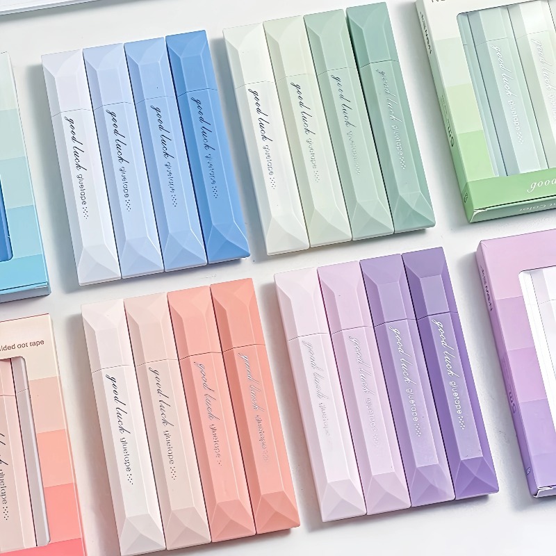 Glue Stick Pack - 4개입 그라데이션 컬러 접착 테이프, 펜