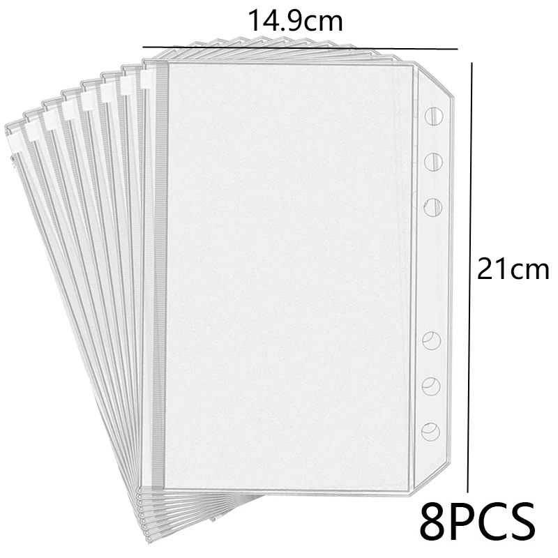 새로운 8개입 PVC 바인더 포켓 현금 봉투 A5/A6 - Portfolio Folder Zip 리뷰 및 가격